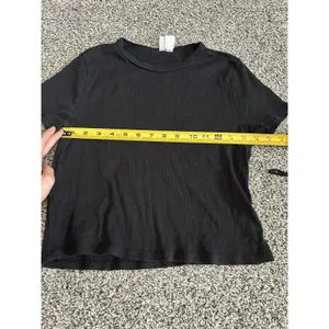 H&M Divided black ribbed short-sleeve crop top XL thumbnail 5