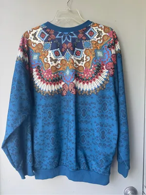 Adidas x Farm Rio - Borbomix Blue Sweatshirt with Pink Trefoil and Ornate Yoke thumbnail 9