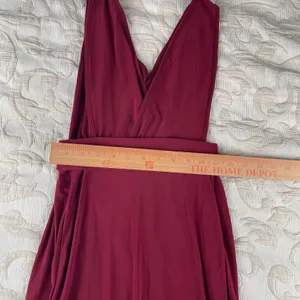 Boohoo Petite Burgundy V Neck Double Slit Maxi Dress US‎ 0 UK 4 Formal Gown Red thumbnail 5