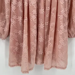 Hello Molly Flower Patch Mini‎ Dress Size 2 XS Pink Long Sleeves Floral Feminine thumbnail 9