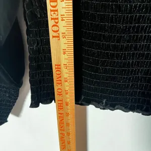 Black Velvet Babydoll Top Medium Smocked Puff Sleeve Whimsigoth Goth thumbnail 5