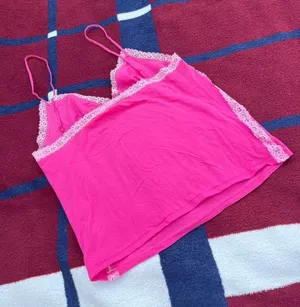 Victoria’s Secret Pink Lace Trim Cami Tank Top Vintage Y2K coquette fairy S thumbnail 1