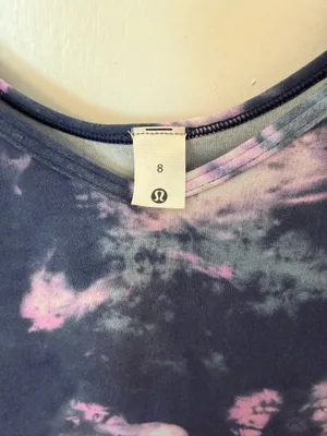 Lululemon Align Tee Short Sleeve Circulate Tie Dye Mineral blue Multi Nulu Cropped size 8 thumbnail 3
