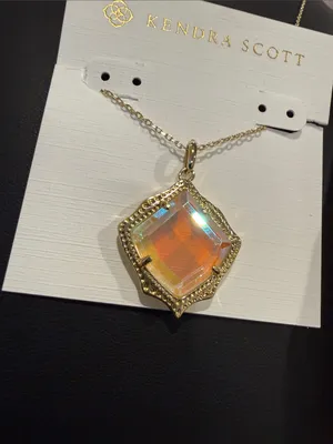 Kendra Scott | Gold Plated Iridescent, Orange & Blue Pendant Necklace thumbnail 2