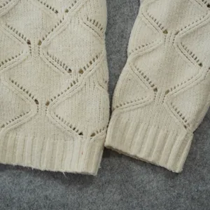 Joie Womens XL Ivory Cream Diamond Pointelle Knit Crewneck Sweater Long‎ Sleeve thumbnail 5