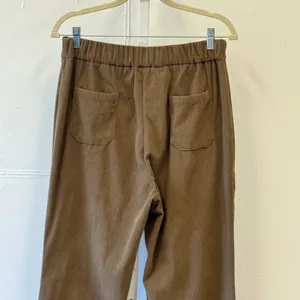 Sincerely Jules Brown Corduroy Straight Flare Pants High Rise Elastic Waist Lg thumbnail 5