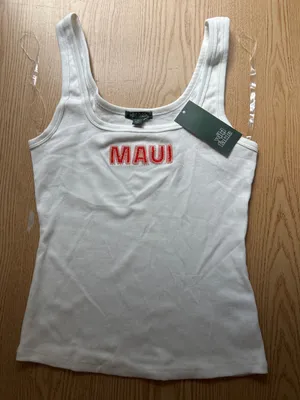New Women's Wild Fable *Maui* Ribbed Tank Top Stretchy White Size Medium thumbnail 1
