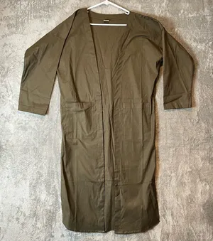 Sseko One Size Olive Green Linen Blend Long Duster Open Front Lagenlook New thumbnail 1