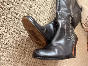 Circa Joan David Tall Black Leather Heeled Boots with Contrast Stitch Size 7 thumbnail 10
