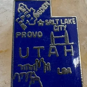 Vintage Sterling Silver Utah State Map Enamel Charm Blue Souvenir Pendant 1.77g thumbnail 2