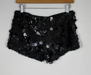 NIA Black Sequin Disco Party Festival High Rise Shorts Medium thumbnail 1