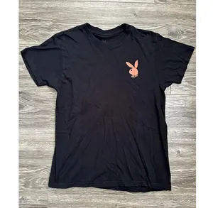 Playboy Women's Crew Neck T-Shirt with Red Logo Bunny Medium thumbnail 1