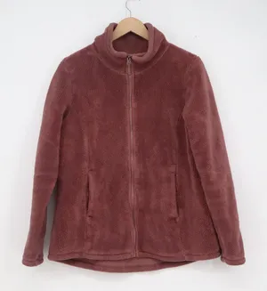 32 Degrees Heat Womens Fleece Jacket Mauve Full Zip Mock Neck Faux Fur L thumbnail 1