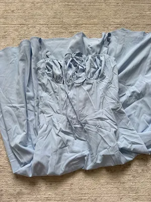 Light Blue Tie-Front Milkmaid Midi Dress (Size Small) thumbnail 3
