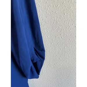 BCBGMAXAZRIA Blouse Large Blue Draped Open Back Dolman Sleeve Top thumbnail 7
