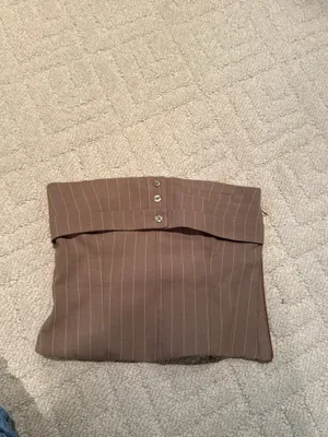 Zara Brown Pinstripe Strapless Tailored Top XS thumbnail 3