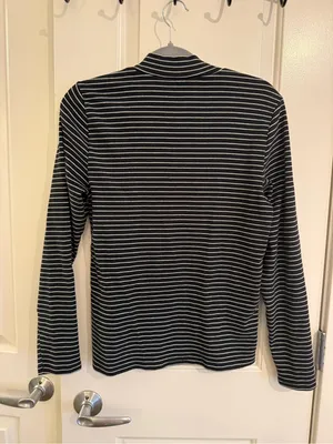 J. Crew Black Striped Long-Sleeve Turtleneck thumbnail 6