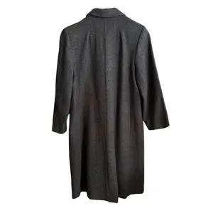Vintage Wool Double Breasted Overcoat Longline Notched Lapel Grey Sz 16 Classic thumbnail 11