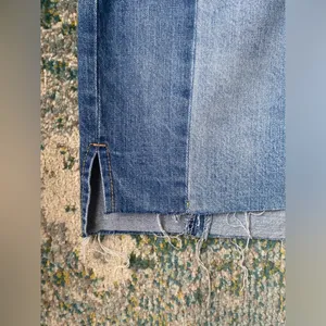 Gianni Bini denim patchwork raw hem mini skirt, size large thumbnail 2