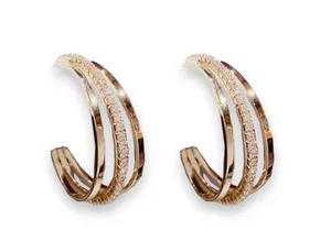 CZ Open Gold Hoop Earrings for Women thumbnail 1