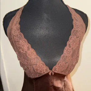 Frederick's of Hollywood Elegant Brown Lace Trim Nightgown thumbnail 7