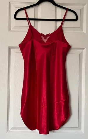 Dentelle V-Neck Lace Trim Satin Chemise - Size M thumbnail 2