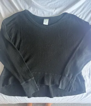 aerie offline black waffle knit long sleeve thumbnail 1