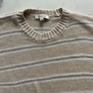 Madewell Linen Drop-Shoulder Sweater Heather Oat Multi Stripe Size Small Coastal thumbnail 5