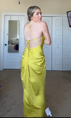 ASOS Yellow Formal Satin Dress thumbnail 5