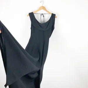 Zara Cowl Neck Black Knit Maxi Dress Small Low Back Resort Wear Minimalist thumbnail 11