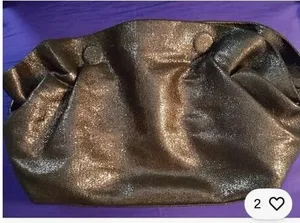 Anthropologie Brown shiny Clutch Bag, Hinge closure thumbnail 1