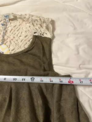 Hayden LA Olive Tiered Crochet Lace Trim Tank - NWT - Size L thumbnail 10