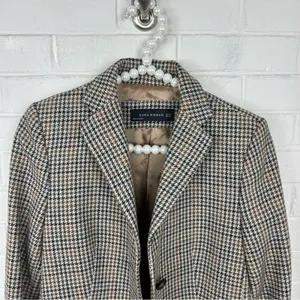 Zara Wool Blend Brown Houndstooth Knit Blazer Jacket Size XS thumbnail 4