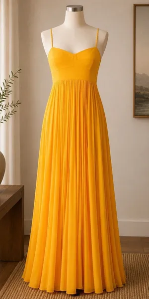 Obando x RTR Honeycomb Gown Yellow Pleated Maxi Dress Size 4 thumbnail 1