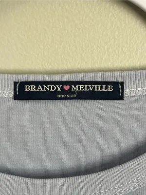 BRANDY MELVILLE Lavender Purple Long Sleeve Lettuce Hem Ribbed Crew Top Sz OS thumbnail 6