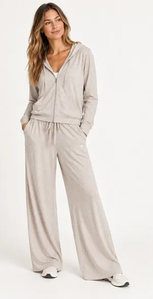 New Fabletics Cloud Jersey Wide Leg Pants Light Sand Heather Size L thumbnail 1