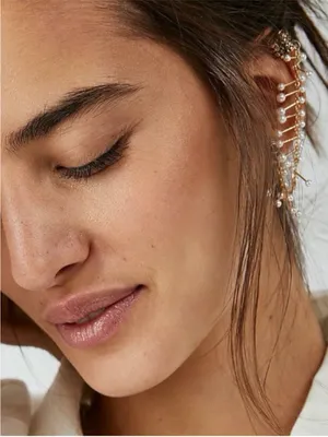 NWT Free People Finders Keepers Ear Cuff & Earring in Silver Pearl Combo thumbnail 2