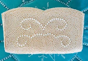 Vintage Faux Pearl Beaded Clutch thumbnail 1