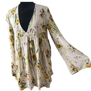 Free People Bella Babydoll Floral Tunic Mini Dress Top Womens XS Flowy Indie thumbnail 5