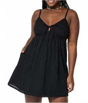 Hollister Babydoll Mini Dress NWT Black XXS Tall thumbnail 1