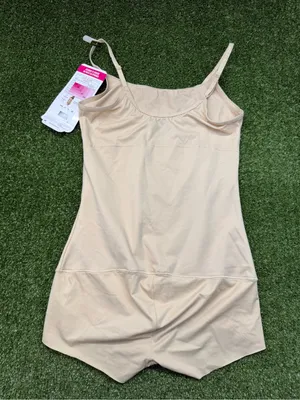 NWT Maidenform Flexees Romper Cool Comfort Shapewear Nude Beige XL thumbnail 3