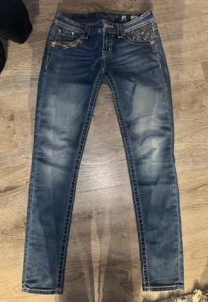 Miss Me Signature Skinny rhinestone embellishments denim low waist jeans 26 thumbnail 1