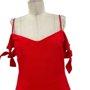 Abercrombie and Fitch Dress Sheath Tie Off the Shoulder Linen‎ Blend Red Size 4 thumbnail 4