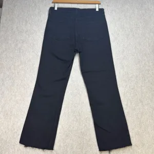 Zara Womens Size 8 Black Minimalist Grunge‎ Raw Hem Cropped Straight Leg Jeans thumbnail 2