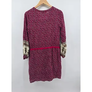 Entro Tunic Dress Womens Small Magenta Floral Boho V-Neck Tassel‎ Mixed Print thumbnail 3