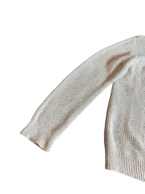 L.L. Bean Zip-Down Cardigan Sweater Ribbed Stretch Light Grey Size Large Women's thumbnail 3