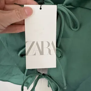ZARA Satin Tie Front Cami Top Sage Green Size S NWT thumbnail 4
