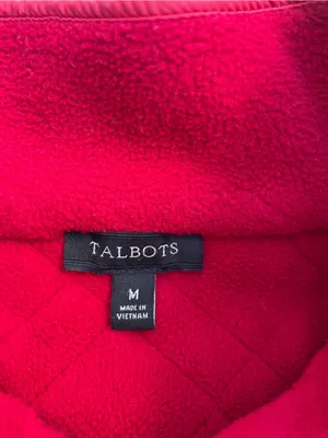 Talbots Red Solid Polar Fleece Zip Up Jacket, Fall Red, Size M thumbnail 4