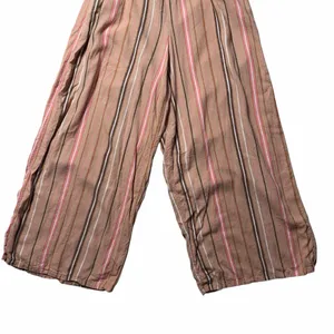 Aerie Strapless Wide Leg Striped Linen Blend Jumpsuit Womens M thumbnail 4
