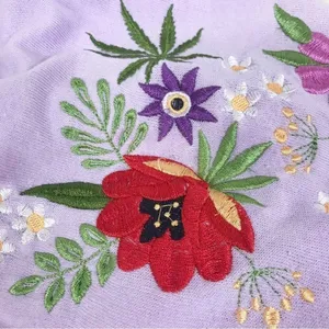 WILDFOX Hoodie Cropped Jacket‎ Large Purple Embroidered Flowers Zip Front Pastel thumbnail 11